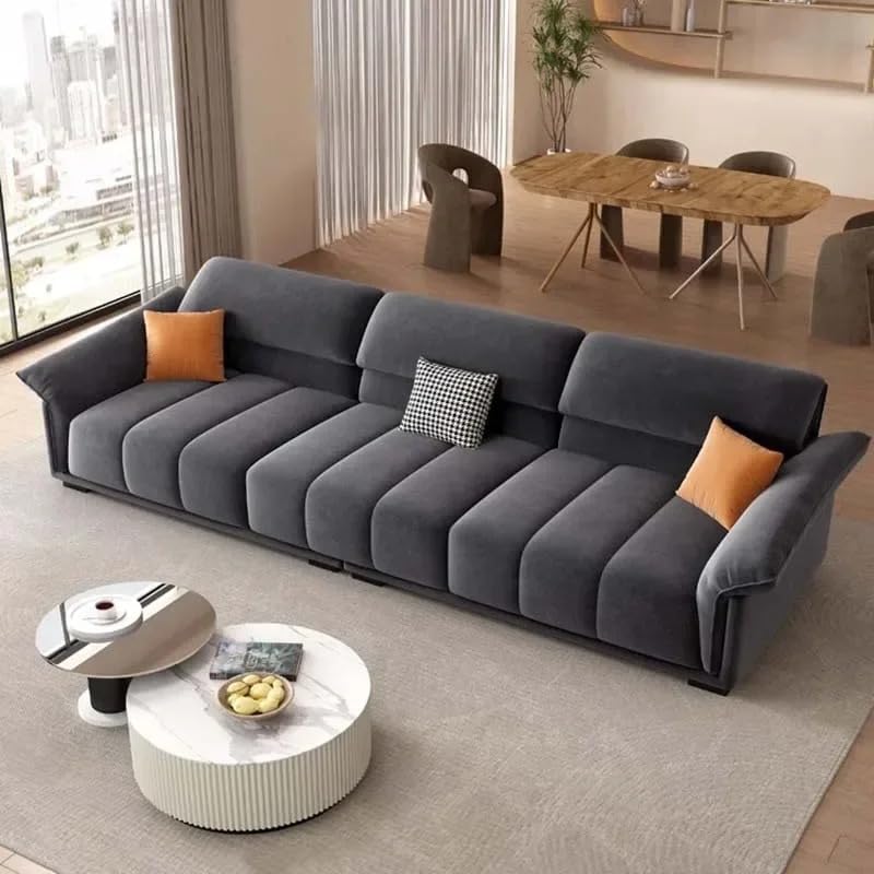 Aroma Homes Modern Luxury European Style Sofa - Plush Velvet Upholstery, Extra Wide Sectional with Chaise Lounge - Grey - Image 3